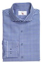 Men's Lorenzo Uomo Trim Fit Textured Gingham Dress Shirt - 32 - Blue