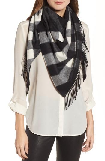 Women's Burberry Mega Check Cashmere Scarf, Size - Black