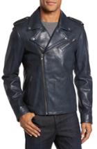 Men's Lamarque Leather Biker Jacket - Blue