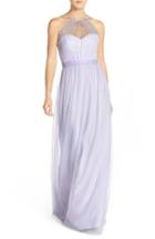 Women's Amsale 'aliki' Illusion Yoke Tulle Halter Gown - Purple