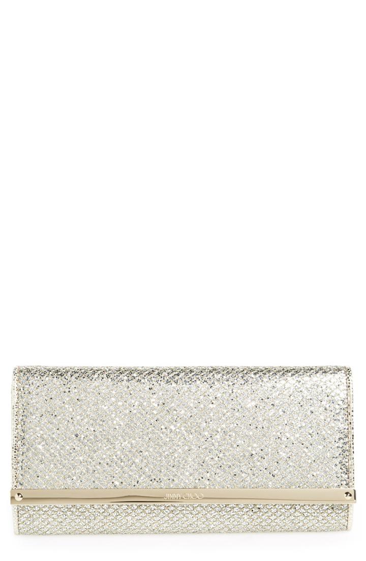 Women's Jimmy Choo 'milla' Glitter Wallet On A Chain - Metallic