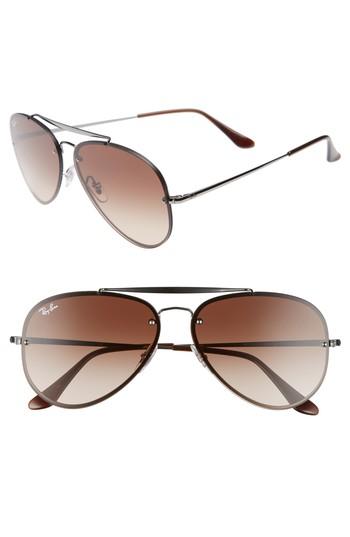 Men's Ray-ban Blaze 61mm Aviator Sunglasses - Gunmetal/ Brown