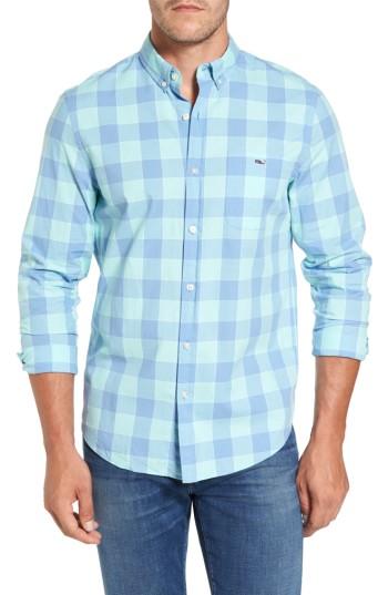 Men's Vineyard Vines Hideaway Check Tucker Slim Fit Sport Shirt, Size - Blue