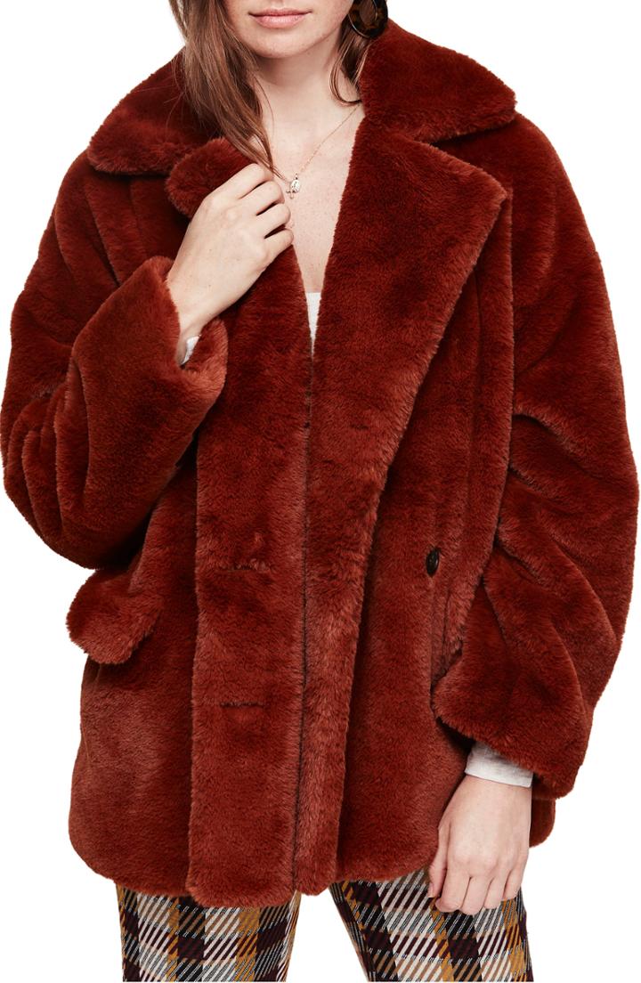 Women's Free People Kate Faux Fur Coat - Red