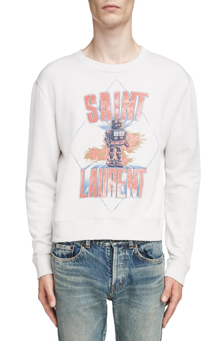 Men's Saint Laurent Robot Graphic Sweatshirt - White