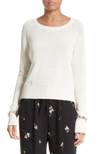 Women's A.l.c. Dree Embellished Cuff Cotton Sweater