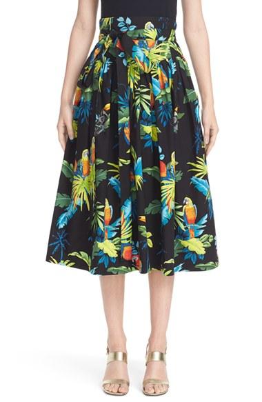 Women's Marc Jacobs Parrot Print Cotton Poplin Full Skirt