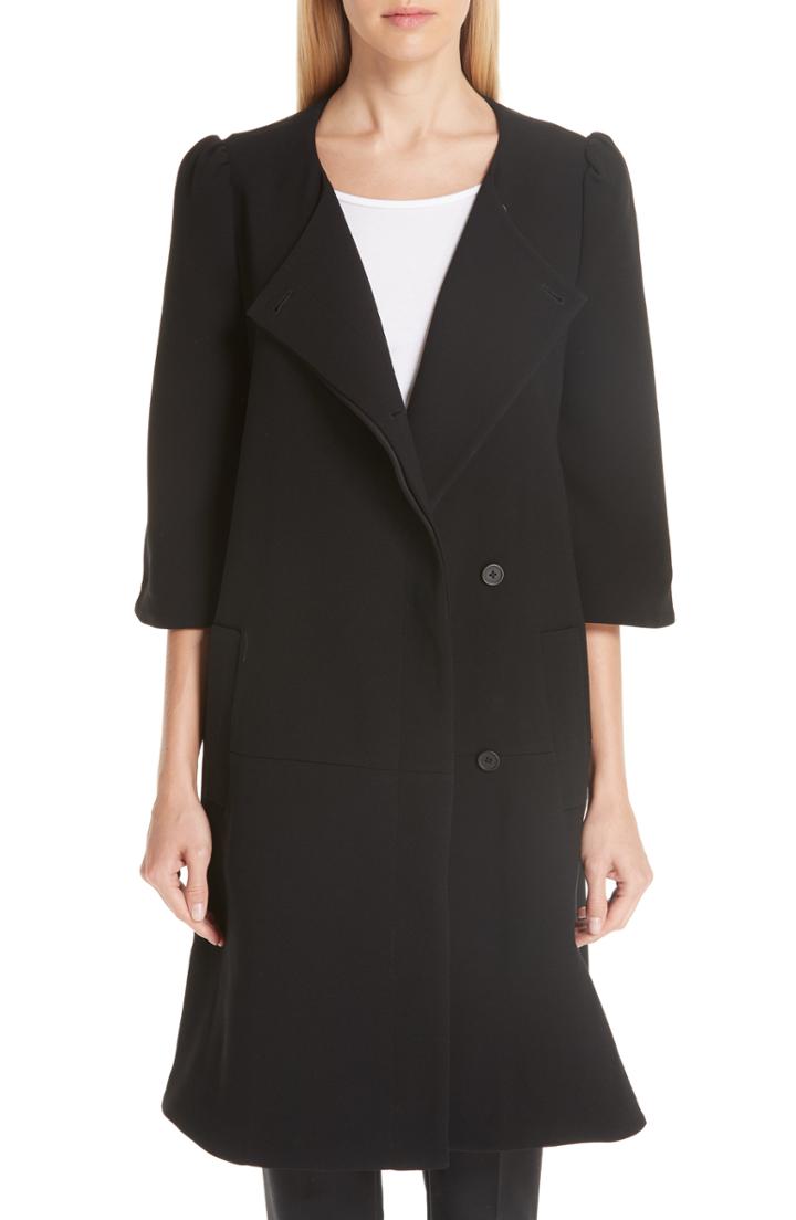 Women's Co Essentials Crop Sleeve A-line Coat /small - Black