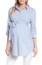 Women's Isabella Oliver Dora Tie Front Maternity Shirt - Blue