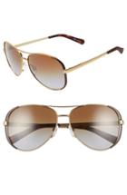 Women's Michael Kors Collection 59mm Polarized Aviator Sunglasses - Gold/ Black/ Brown Gradient