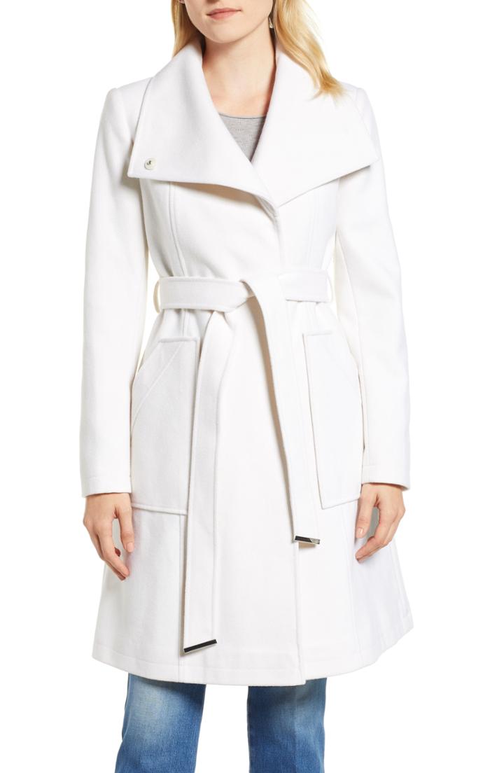 Women's Halogen Belted Wool Blend Coat - Black