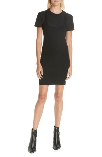 Women's T By Alexander Wang Variegated Compact Jersey Dress - Black
