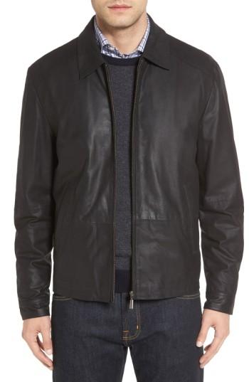 Men's Missani Le Collezioni Lambskin Leather Jacket, Size - Black