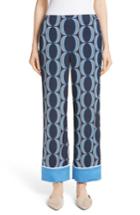 Women's St. John Collection Oval Print Stretch Silk Twill Pants, Size - Blue