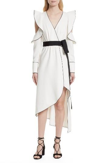 Women's Self-portrait Cold Shoulder Asymmetrical Dress - White