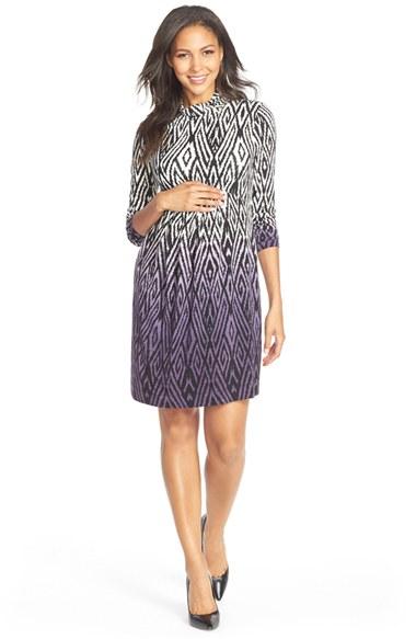 Women's Tart Maternity 'rhiannon' Turtleneck Fit & Flare Maternity Dress - Purple