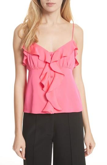 Women's Milly Emilia Ruffle Button Down Camisole - Pink
