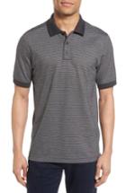 Men's Nordstrom Men's Shop Regular Fit Performance Stripe Polo, Size - Grey