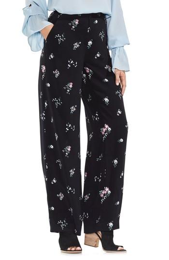 Women's Vince Camuto Delicate Floral Wide Leg Pants - Black