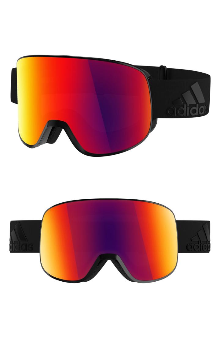 Women's Adidas Progressor C Mirrored Spherical Snowsports Goggles - Black Matte/ Red