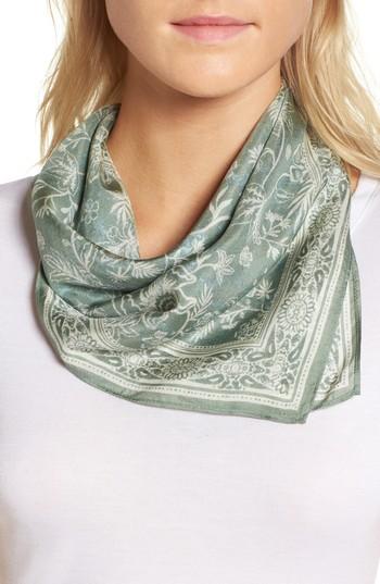 Women's Treasure & Bond Print Silk Neckerchief, Size - Green