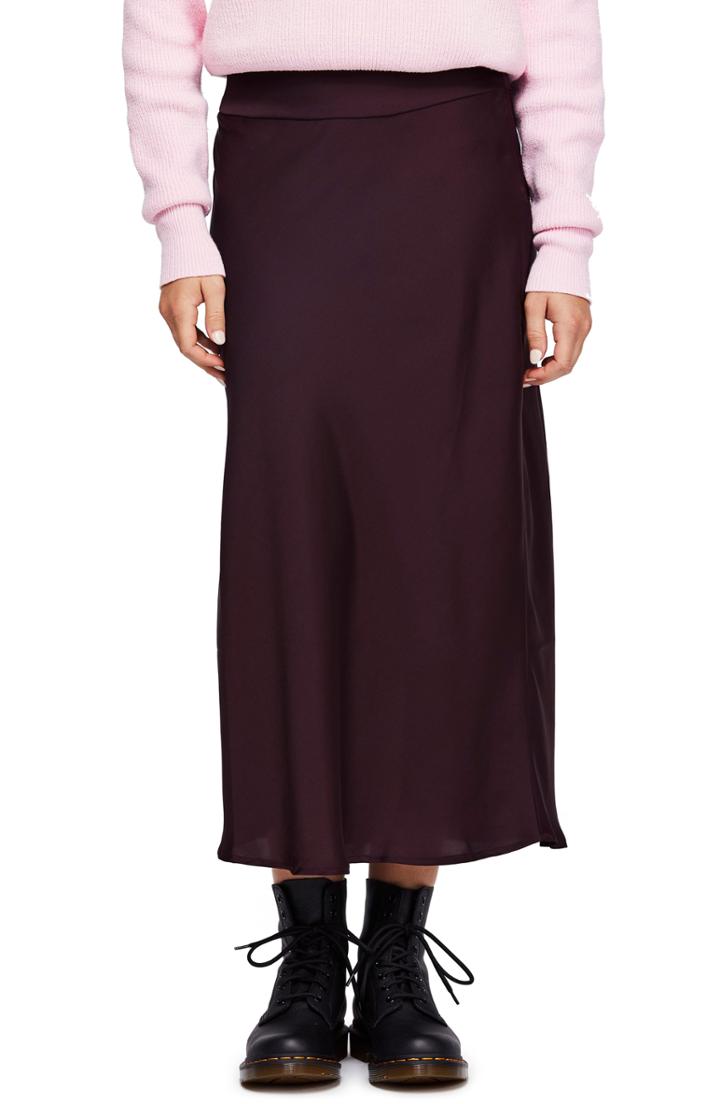 Women's Free People Normani Bias Cut Satin Skirt - Burgundy