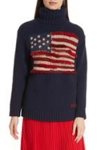 Women's Polo Ralph Lauren Fringe Flag Wool Sweater - Blue