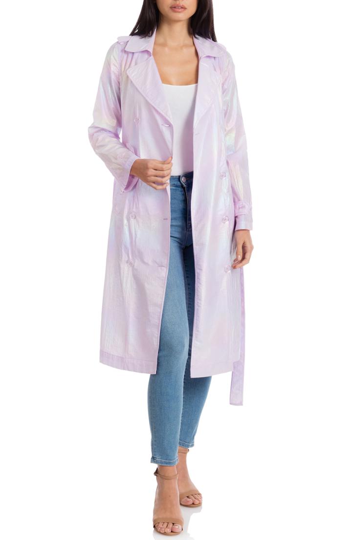 Women's Avec Les Filles Iridescent Trench Coat - Purple
