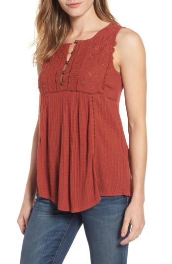 Women's Lucky Brand Embroidered Bib Tank