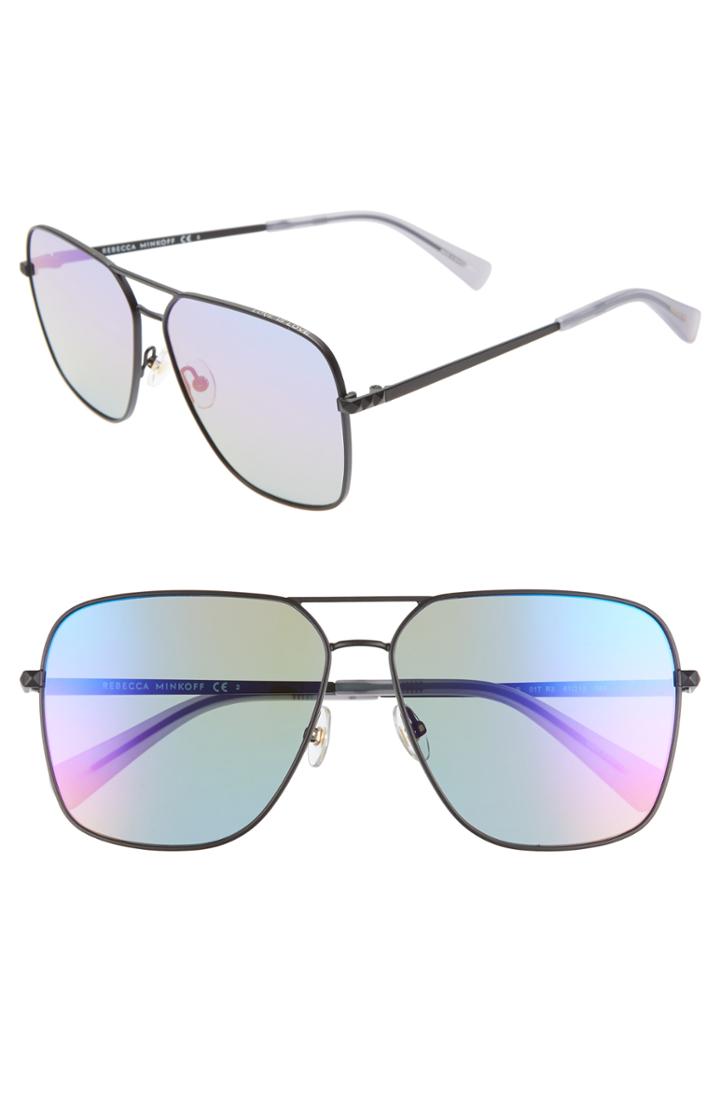 Women's Rebecca Minkoff Stevie3 61mm Aviator Sunglasses - Black/ Matte Black