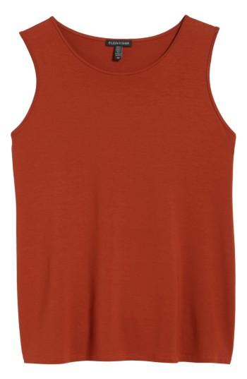 Women's Eileen Fisher Lightweight Jersey Round Neck Tank - Red