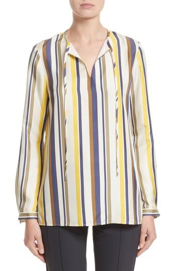 Women's Lafayette 148 New York Eli Carnaby Stripe Silk Blouse