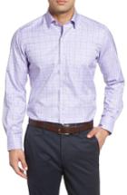 Men's David Donahue Regular Fit Plaid Dress Shirt - Purple