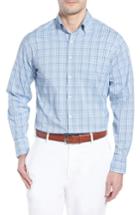 Men's Peter Millar Jojo Check Performance Sport Shirt, Size - Blue