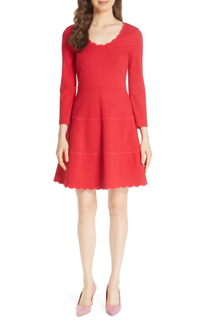 Women's Kate Spade New York Scallop Ponte Fit & Flare Dress