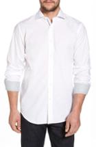 Men's Bugatchi Regular Fit Shadow Stripe Sport Shirt - White