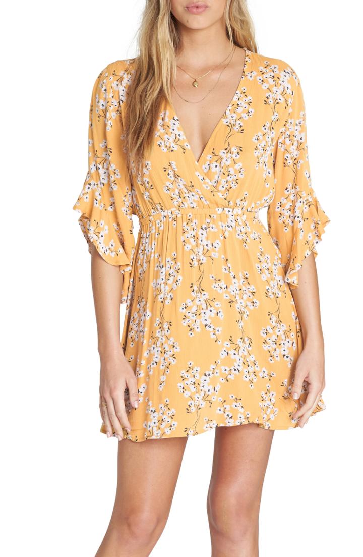 Women's Billabong Love Light Floral Print Dress - Yellow