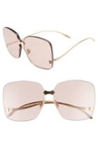 Women's Gucci 99mm Rimless Sunglasses - Gold/ Flash Pink