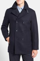 Men's Michael Kors Wool Blend Double Breasted Peacoat, Size - Blue