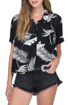 Women's Volcom Fox Tail Palm Print High/low Crop Top - Black