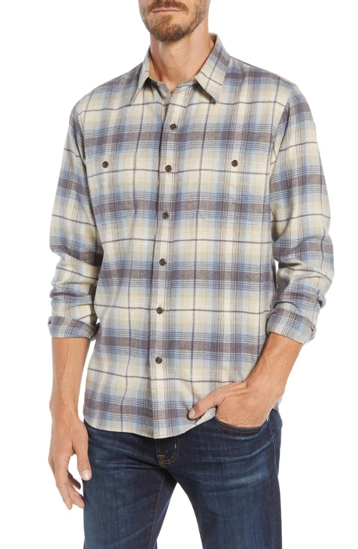 Men's Frye Miles Plaid Flannel Workshirt - Blue