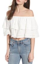 Women's Somedays Lovin Sliding Currents Off The Shoulder Ruffle Top - White