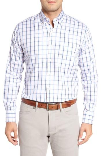 Men's Peter Millar Crown Windowpane Sport Shirt - Blue