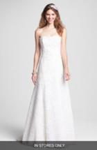 Women's Bliss Monique Lhuillier Strapless Beaded Lace Wedding Dress, Size - Ivory