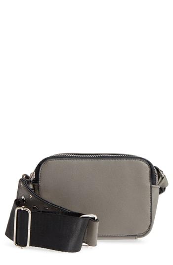 Yoki Bags Stud Strap Faux Leather Camera Crossbody Bag - Grey