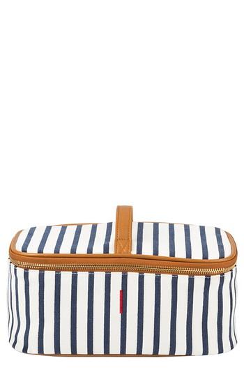 Cathy's Concepts Monogram Stripe Canvas Cosmetics Case, Size - Blue I