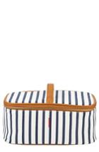 Cathy's Concepts Monogram Stripe Canvas Cosmetics Case, Size - Blue I