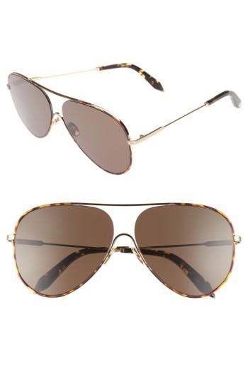 Women's Victoria Beckham Loop 62mm Oversize Aviator Sunglasses - Feu De Bois