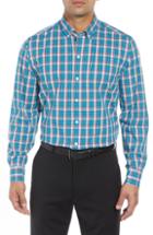 Men's Cutter & Buck Carter Plaid Performance Sport Shirt - Blue