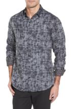 Men's Stone Rose Slim Fit Twill Fx Print Sport Shirt (l) - Black